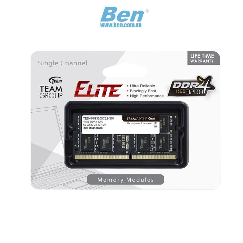 Ram Laptop Team Elite Ted416G3200C22 - S01 So - D4 16Gb 3200